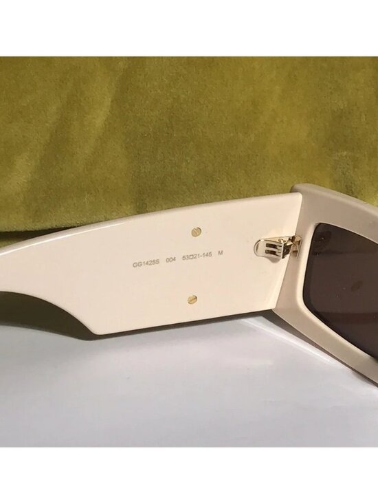 ✨ Authentic Gucci GG1425S Rectangular Sunglasses – Ivory White & Brown  ✨